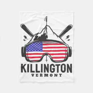 Killington Vermont Ski Retro Skiing Fleece Blanket