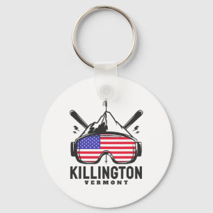 Killington Vermont Ski Retro Skiing Key Ring
