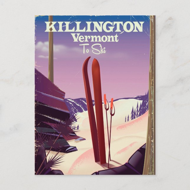 Killington, Vermont Ski travel print. Postcard (Front)