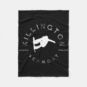Killington Vermont Vintage Retro Snowboarding Fleece Blanket