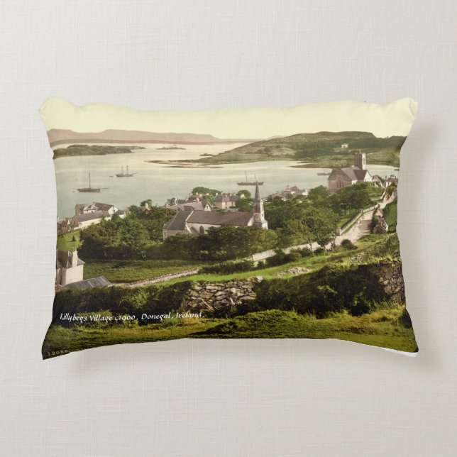 Killybegs village c1900, Donegal Ireland. Decorative Cushion (Front)