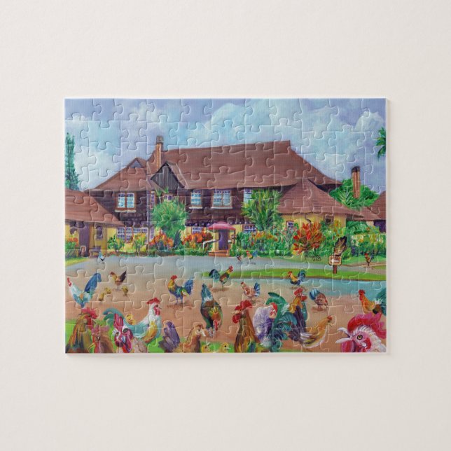 Kilohana Kauai with Roosters and Chickens Jigsaw Puzzle (Horizontal)