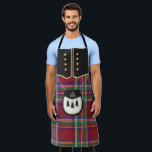 kilt and sporran apron for men<br><div class="desc">Who doesn't love men in kilts? This design has it all - classic stewart tartan with sporran and a simulated black velvet Bonnie Prince Charlie jacket complete with gold braid and simulated shiny brass buttons. A delightful accessory for the proud Scotsman in your life!</div>
