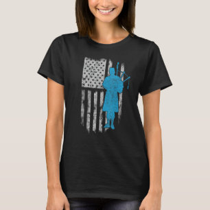 Kilt Scottish Blow Bagpipe Flag America Gift For B T-Shirt