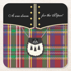 Kilt Square Paper Coaster
