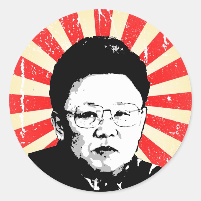 Kim Jong Il Classic Round Sticker (Front)