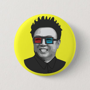Kim Jong-Il - North Korea 6 Cm Round Badge
