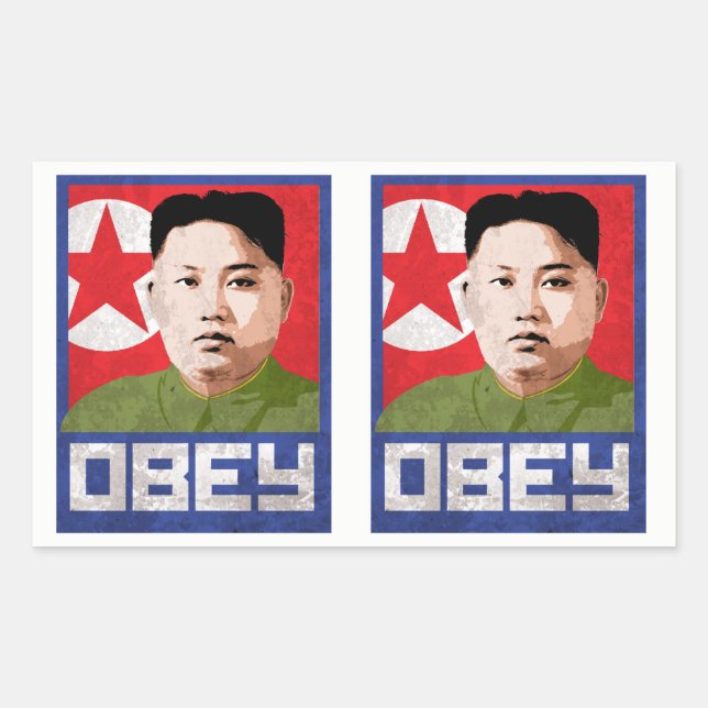 Kim Jong Un Propaganda - OBEY - Rectangular Sticker (Front)