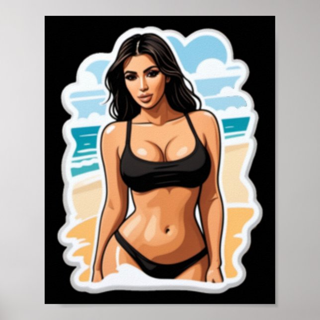 Kim Kardashian Beach Sticker  Poster (Front)