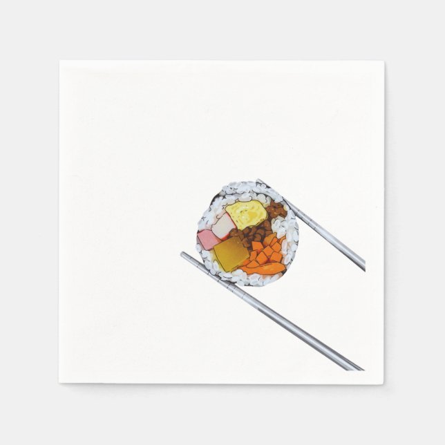 Kimbap Slice with Chopsticks – Korean Food Art Napkin (Front)