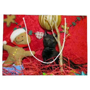 Kimba's Christmas Tree -Cat /Kitten Large Gift Bag