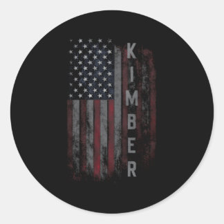 Kimber Family American Flag For Classic Round Sticker