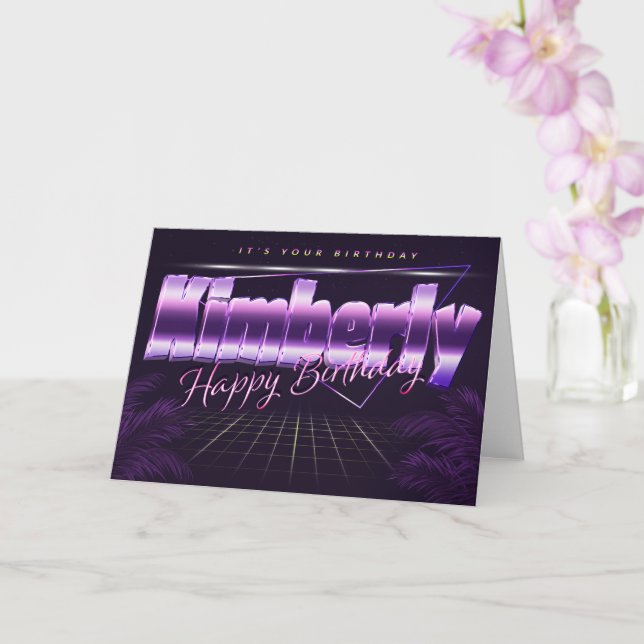 Kimberly Name First name pura retro card Birthday (Orchid)
