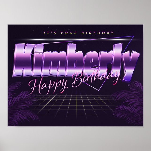 Kimberly Name First Name purple retro Poster Birth (Front)