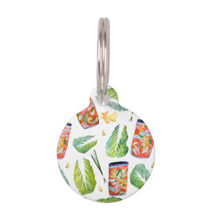 Kimchi Ingredients Spicy Fermentation Watercolor Pet Tag