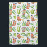 Kimchi Ingredients Spicy Fermentation Watercolor Tea Towel<br><div class="desc">Check out this super cool fresh and fun fermentation pattern. Kimchi ingredients fly around on this cute kitchen towel. Hand painted in watercolor by me for you! And be sure to check my shop for more products and designs! And of course get in touch if you'd like something custom.</div>
