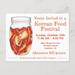 Kimchi Korean Food Festival Restaurant Pop-Up Invitation Postcard
