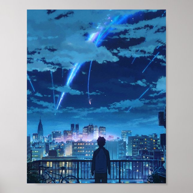 kimi no na wa  your name Taki Stars Balcony  Poster (Front)