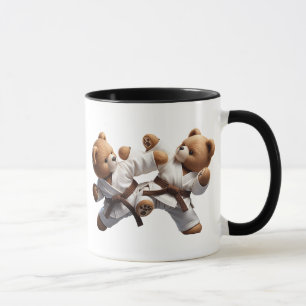 Kimono bears practicing karate. mug
