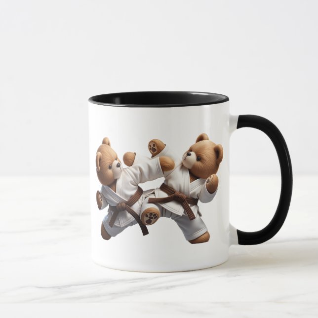 Kimono bears practicing karate. mug (Right)