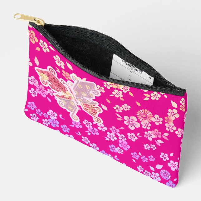 Kimono Butterfly Pattern Accessory Pouch (Open)