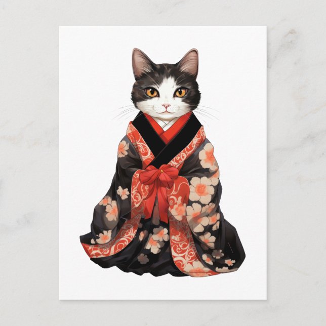  Kimono  Cat Postcard (Front)