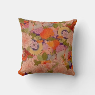 Kimono Flower Pink Floral Pattern Cushion
