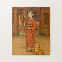 Kimono Girl and Shiba dog in Asakusa
