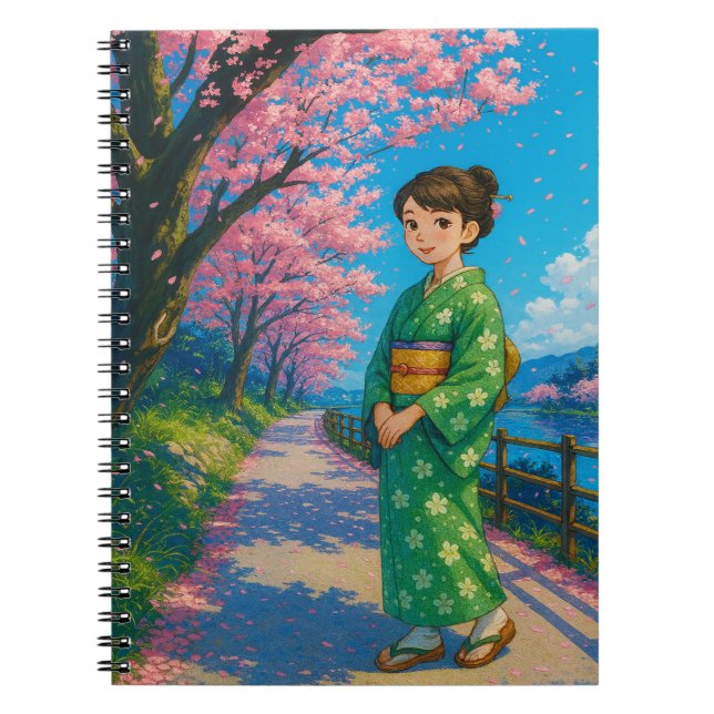 “Kimono Girl – Cherry Blossom Notebook (Front)