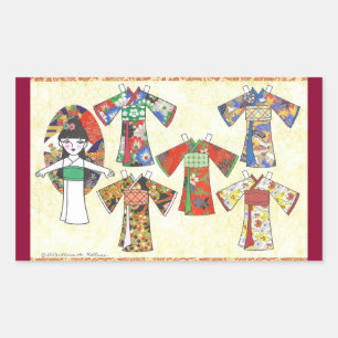 Kimono Girl Kokeshi Paper Doll Stickers