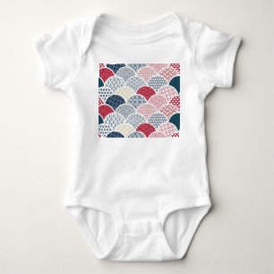 Kimono Line Art: Traditional Geometric Pattern Baby Bodysuit