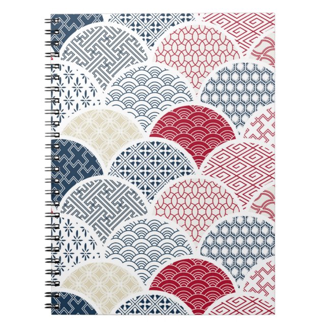 Kimono Line Art: Traditional Geometric Pattern Notebook (Front)