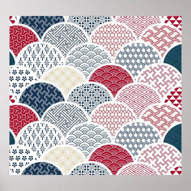 Kimono Line Art: Traditional Geometric Pattern Poster (Front)