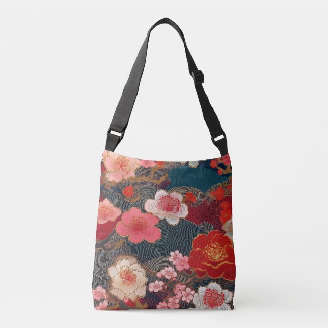Kimono pattern inspired japanese fabric crossbody bag (Front)