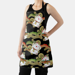 Kimono Pattern maneki nekko Japanese Print Apron