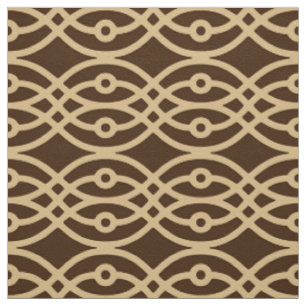 Kimono print, chocolate brown and tan fabric