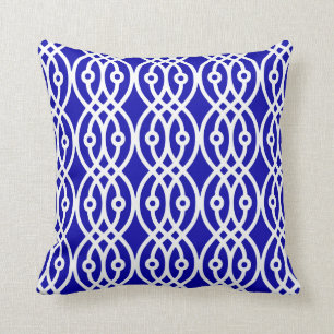 Kimono print, cobalt blue and white cushion