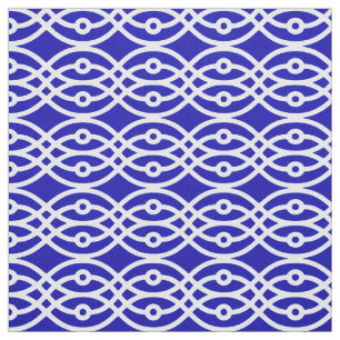Kimono print, cobalt blue and white fabric