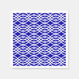 Kimono print, cobalt blue and white napkin