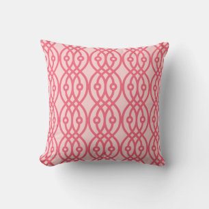 Kimono print, coral pink cushion