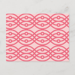 Kimono print, coral pink postcard