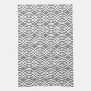 Kimono print, dark grey and silver grey tea towel