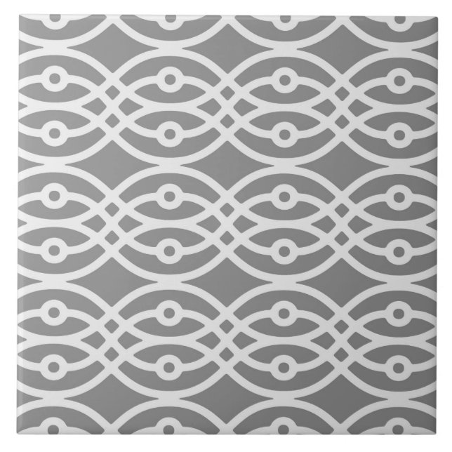 Kimono print, dark grey and silver grey tile (Front)
