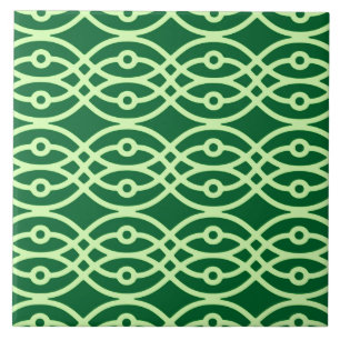 Kimono print, dark & light green ceramic tile
