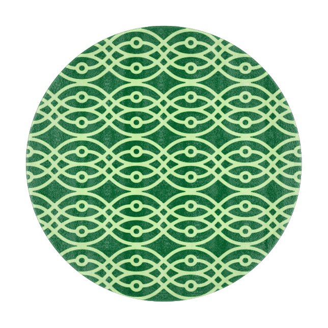 Kimono print, dark & light green cutting board (Front)