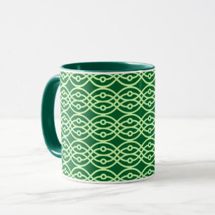 Kimono print, dark & light green mug