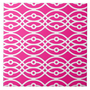 Kimono print, fuchsia pink and white ceramic tile
