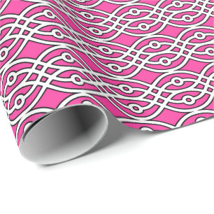 Kimono print, fuchsia pink and white wrapping paper
