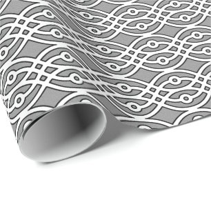 Kimono print, grey, white and black wrapping paper