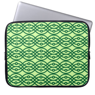 Kimono print, light & dark green laptop sleeve
